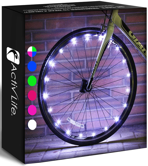 Bike Lights (1 Tire, White) Fun Gift Ideas for Him and Her Presents - Best Unisex Gifts for Adults - Popular Bicycle Decorations for Christmas Top Xmas Bright LED Bulbs for Cool Night Rides
