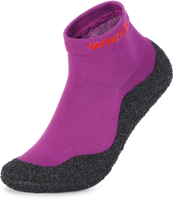 WHITIN Womens Sock Shoes with Grips Size 10 House Yoga for Elderly Ballet Pregnant Gym Indoor Weightlifting Fitness Driving Barre with Rubber Soles Purple