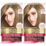 L'Oreal Paris Excellence Creme Permanent Hair Color, 7.5A Medium Ash Blonde, 100 percent Gray Coverage Hair Dye, Pack of 2