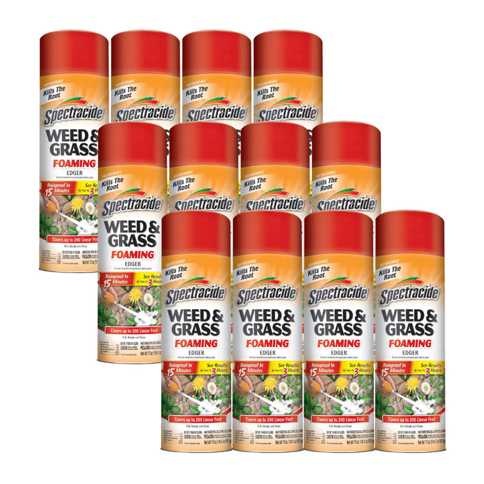 Spectracide Weed And Grass Foaming Edger 17 Ounces, Aerosol, For Edging Along Yards - pack of 12