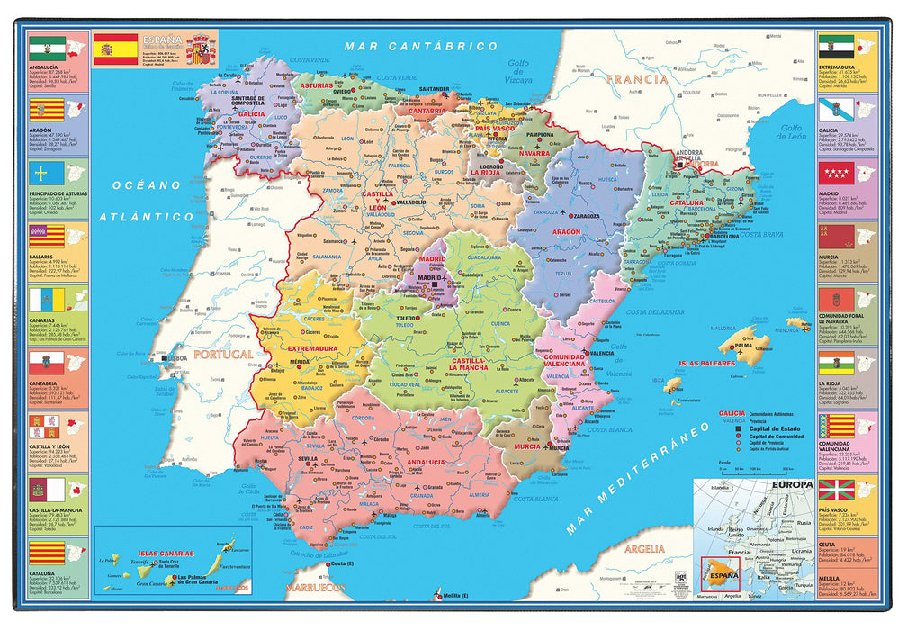 Viquel 944453 Map of Spain Desktop Mat