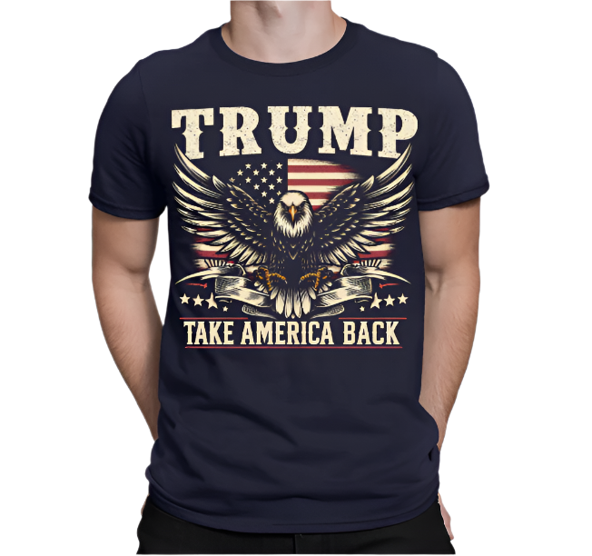 Trump T-Shirt Top Donald 2024 Take America Back USA Elections T Shirt #TA-182 Navy (L)