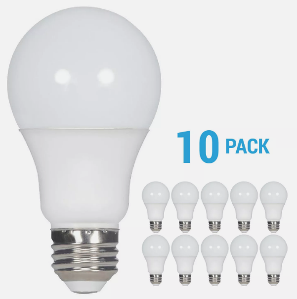 10 Pack LED Bulbs 120V 9.5W =60W A19 Medium E26 Non-Dimmable 3000K Warm White