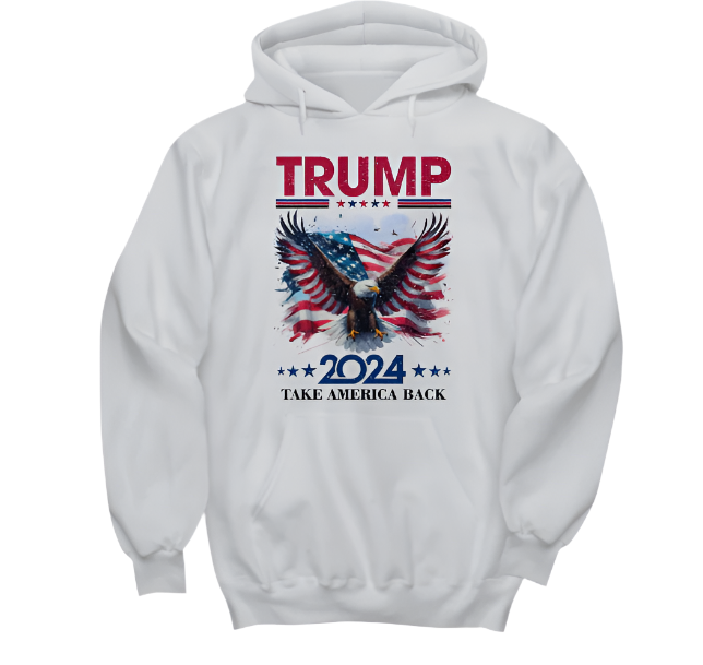 Donald Trump 2024 Hoodie, Trump for President Hoodie, Trump Hoodie comes in 2 Co, White (XXXXL)