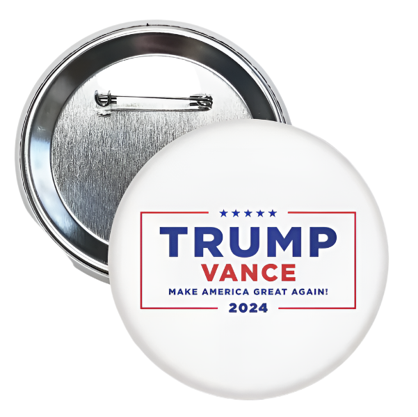 3" Trump Vance 2024 Presidential Campaign White Pinback Button