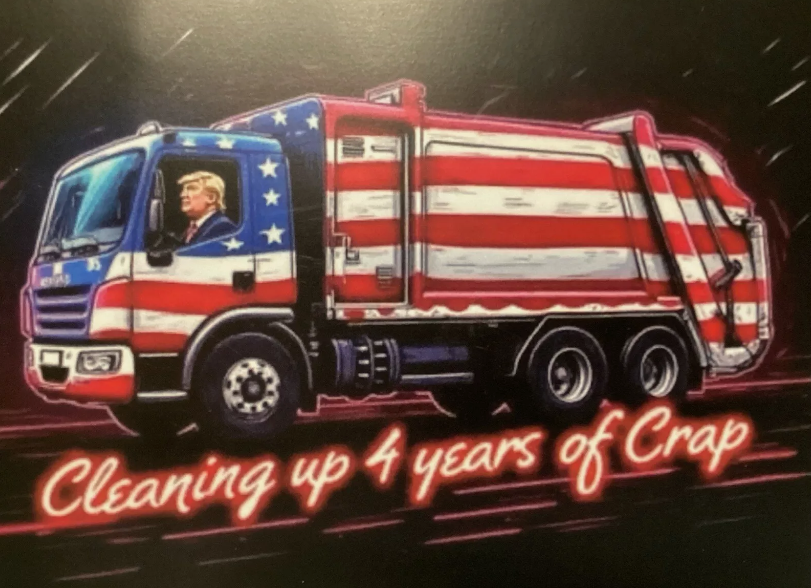 President Donald J. Trump magnet Garbage Truck 3 1/2 x 4 1/2 Made in the US