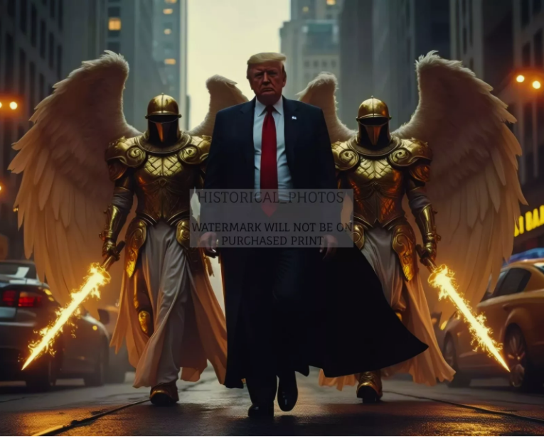 PRESIDENT DONALD TRUMP PROTECTED BY GUARDIAN ANGELS 8X10 AI PHOTO