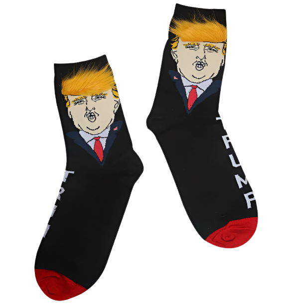 2 Pairs Donald Trump President 3D Fake Hair Socks Republican 2024 Novelty Gifts