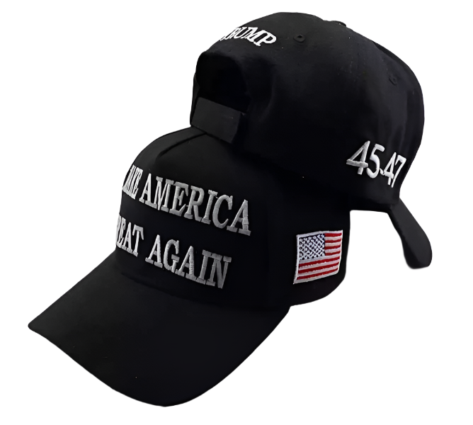 Trump 2024 MAGA Black Hat 45-47 Baseball Cap Make America Great Again One Size