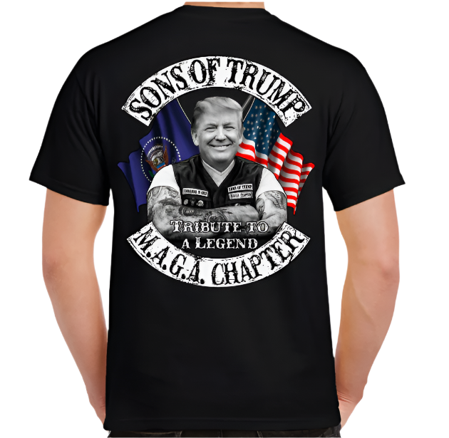 Sons of Trump Funny Motorcycle Humor MAGA Donald Trump Tattoo Biker T-Shirt - BLACK (5XL)