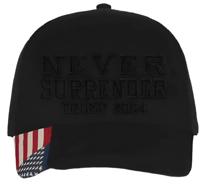 Dark MAGA Trump Never Surrender Elon Musk Embroidered Hat - AM305S Mesh Back Hat