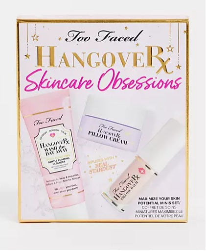 TOO FACED Hangover Obsessions Set, Cleanser, Pillow Cream, Lip Balm - New