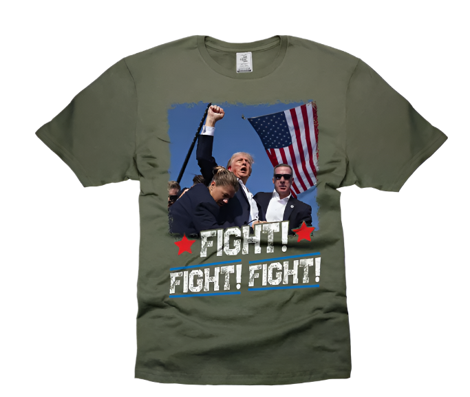 Mens Fight Fight Fight Shirt Donald Trump DJT Support Shirt Trump Fist Pump Tee Military Green (L)
