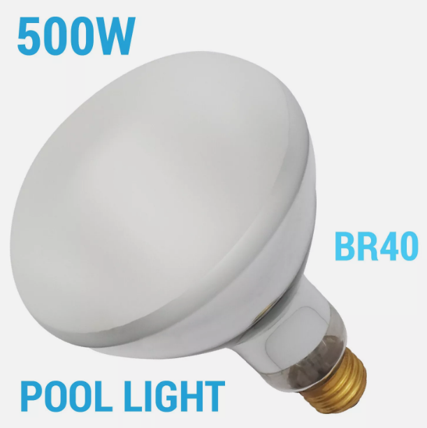 Satco S7007 500BR40FL POOL LIGHT 500W BR40 Frost Reflector Bulb Medium E26 Base