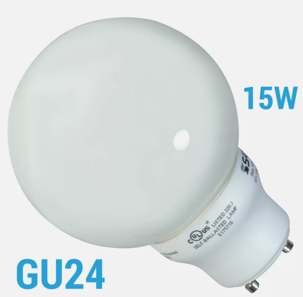 Satco S8221 15W Compact Fluorescent 120V G25 Twist Lock GU24 2-Pin Bi-Pin 2700K