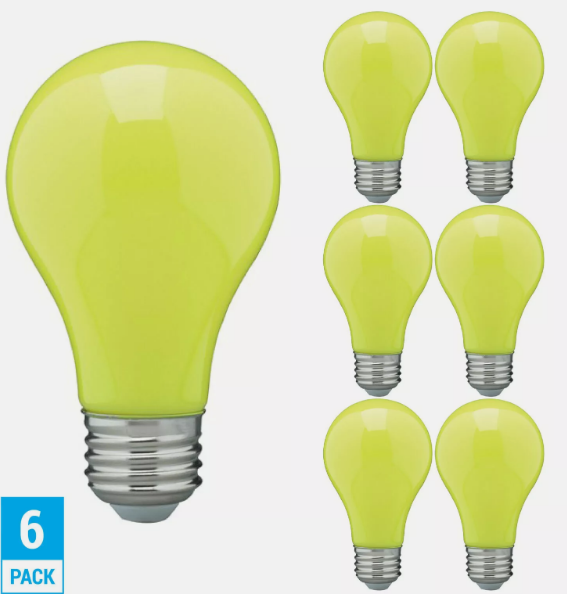 6 Pack CERAMIC YELLOW LED Bulb A19 Medium E26 8W 60 Watt Equivalent Damp Locatio