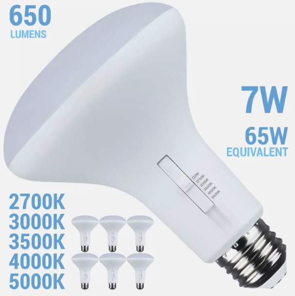 6 Pack LED 7W =65W BR30 Medium E26 CCT 2700K 3000K 3500K 4000K 5000K Warm Cool