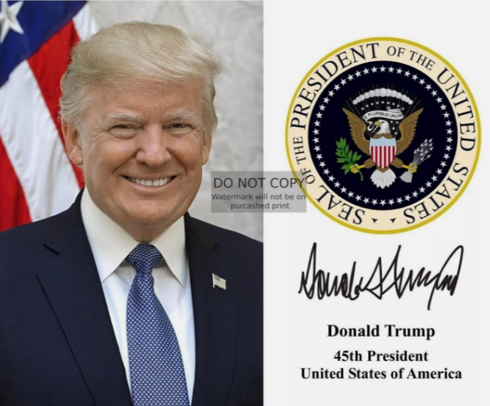 PRESIDENT DONALD TRUMP PRESIDENTIAL SEAL AUTOGRAPHED 8X10 PHOTOGRAPH