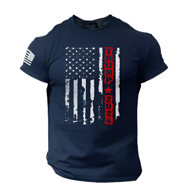 Trump 2024 Navy Blue T-shirt  XL American Flag MAGA Shirts