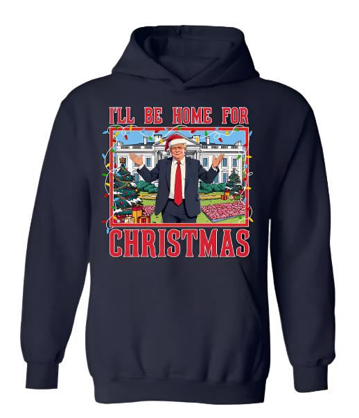 President Donald Trump 47 Home For Christmas Lights Hoodie Unisex M L XL 2XL NEW - Blue (L)