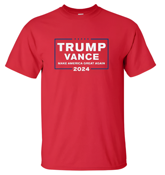 Trump Vance 2024 Red T-Shirt (2XL) donald jd president election 2024 usa america freedom