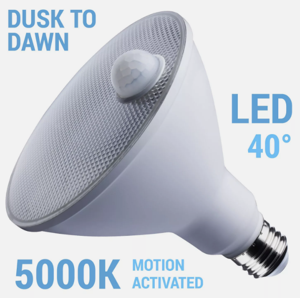 Motion Sensor Activated 40° Flood LED 120V 14W =100W PAR38 E26 5000K Natural