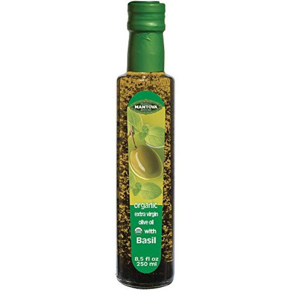 Mantova Basil Organic Flavored Extra Virgin Olive Oil 8.5 Oz, (pack of 2) infused with fresh basil brings the taste of summer to your table any time of the year.