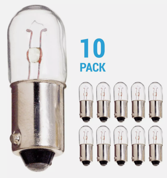 10 Pack Satco S7762 130V 2.4W T2 1/2 Miniature Light T2.5 Mini Bayonet BA9s