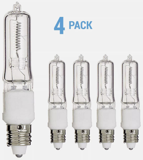 4 Pack Q50CL MC Clear Bulb 50W 120V JD T4 Dimmable Mini Candelabra Screw E11