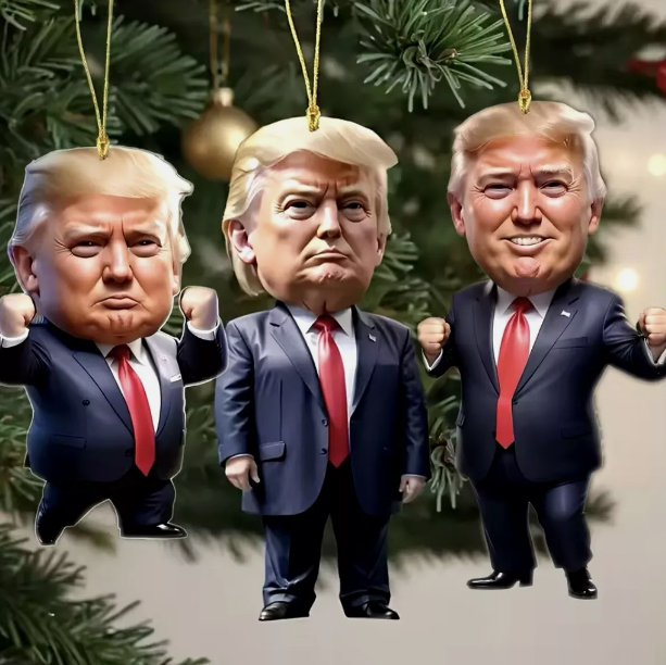 NEW 3pc/Set Donald Trump Figure Hanging Christmas Ornament Set MAGA Keychain USA