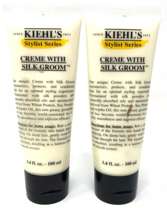 (2) Kiehl's Stylist Series Creme With Silk Groom Hair Cream Sealed 3.4 fl oz Ea