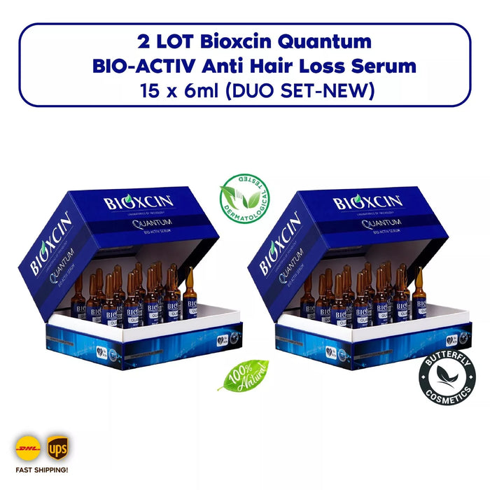 2 LOT Bioxcin Quantum BIO-ACTIV Anti Hair Loss Serum 15 x 6ml (DUO SET-NEW)