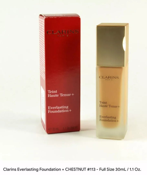 Clarins Everlasting Foundation + CHESTNUT #113 - Full Size 30mL / 1.1 Oz.