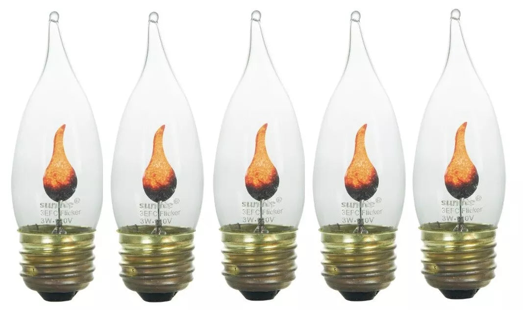 Flame Light Bulb Flicker Edison E26 Standard Base Flickering Orange Glow 5-Pack