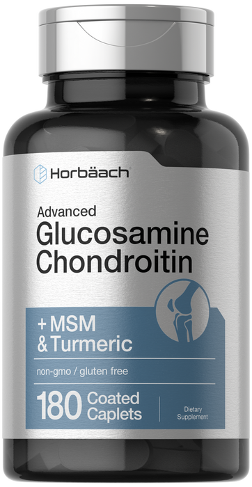 HORBAACH Glucosamine Chondroitin plus MSM & Turmeric | 180 Caplets Non-GMO | by Horbaach