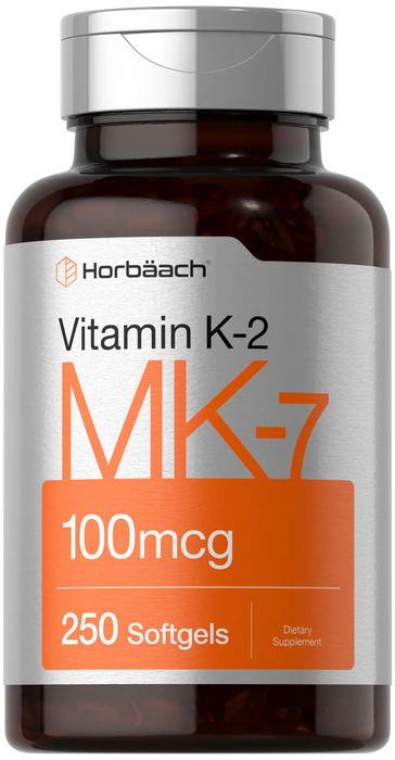 HORBAACH Vitamin K2 MK7 100mcg | 250 Softgels | Non-GMO, Gluten Free