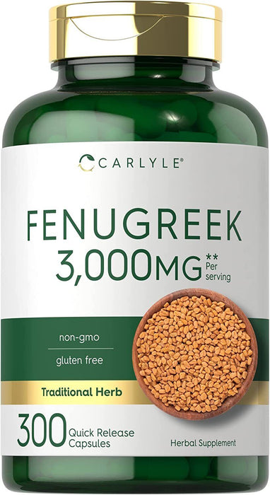 CARLYLE  Fenugreek 2000mg Medicinal herb Capsule - CL3264 (300 Capsules)