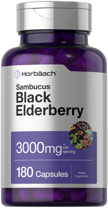 HORBAACH Black Elderberry Capsules - 180 Count