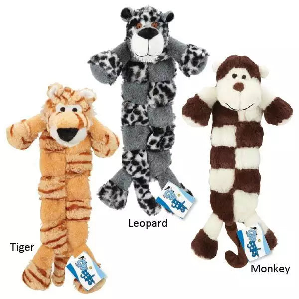 Grriggles Safari Squeaktaculars Dog Toys Tigers, Monkeys, Leopards Plush Toys