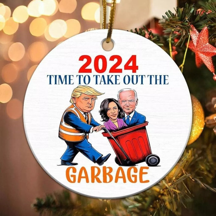 Donald Trump MAGA Christmas Ornament, Donald Trump President 2024 Ornament Gift (Ceramic 3.9x3.9)