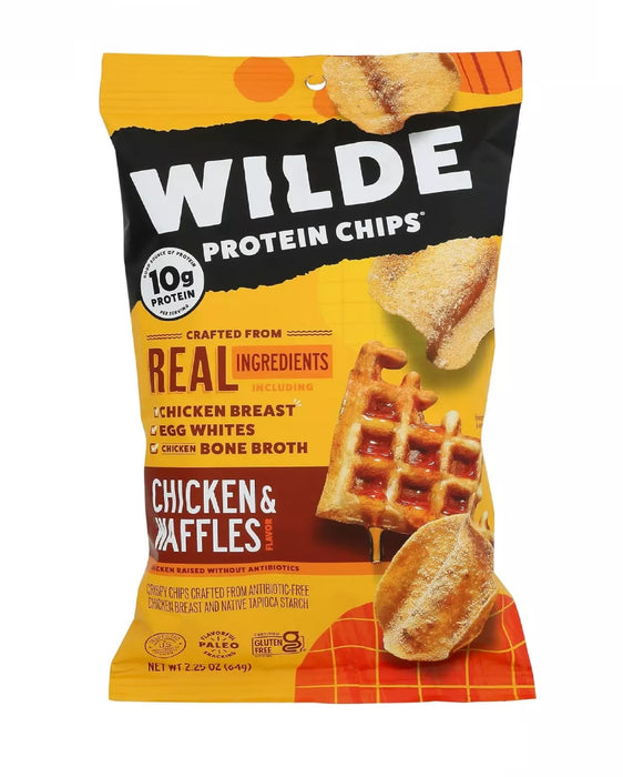 WILDE BRANDS Chicken and Waffles Chicken Chips by Wilde Chips, Thin and Crispy, High Protein 2.25oz