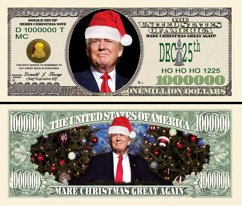 Out Sanra Trump Christmas Dollar Bill