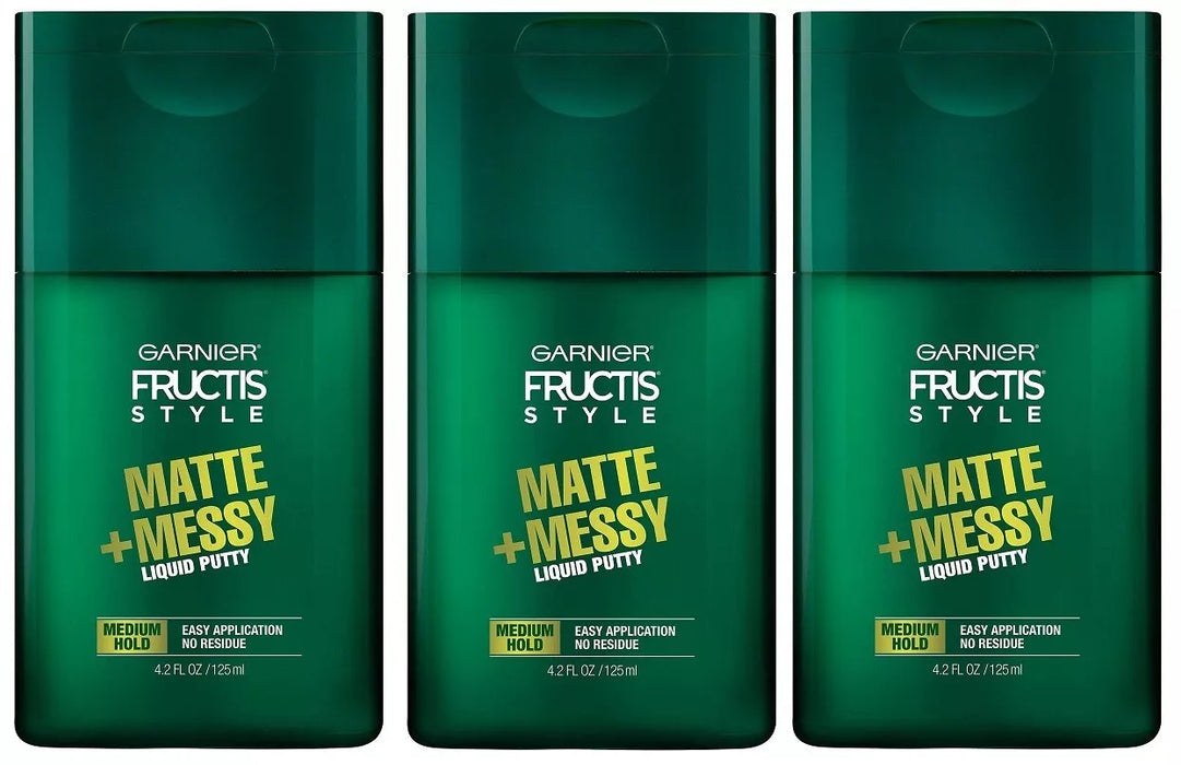 GARNIER Fructis Style Matte & Messy Liquid Hair Putty for Men, 4.2 Ounce (3 Pack)
