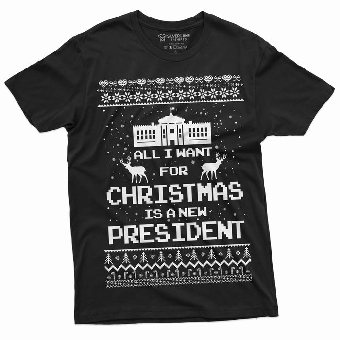 Funny Christmas Xmas T-Shirt Christmas Trump Shirt Xmas Funny Anti Biden Shirt (Medium