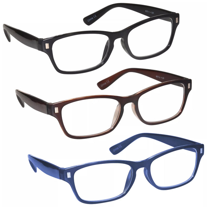 UV READER Multi Colour 3 Packs Mens Womens Reading Glasses UV Reader RRR77