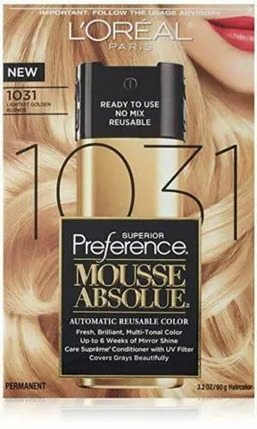 L"OREAL Paris Superior Preference Mousse Absolute 1031 Light Golden Blonde 2 PACK