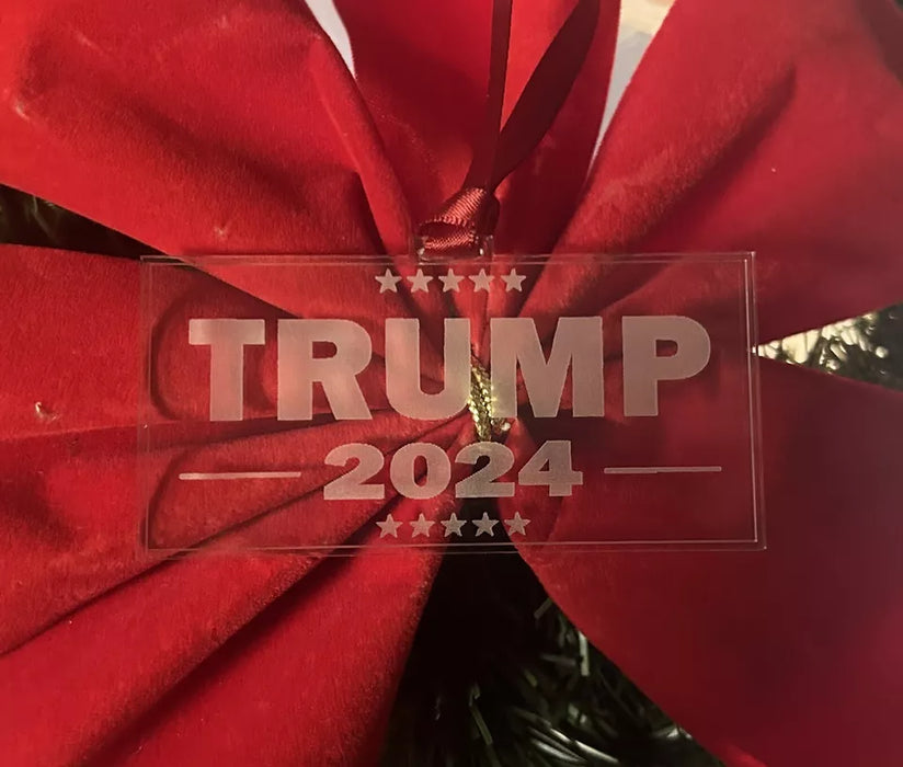 TRUMP 2024 Christmas tree ornament engraved In cast acrylic