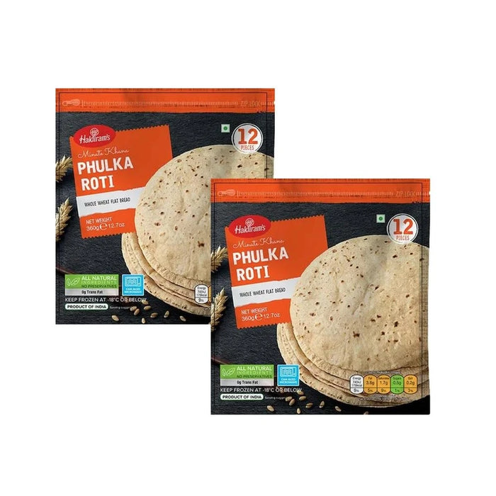Haldiram's Phulka Roti | 360G | Roti | Ready to Eat | 100% Fresh | Indian Origin (Pack of 2)