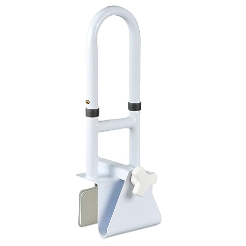 Icedeer Adjustable Bathtub Grab Bars for Seniors, Tub Handle Grab Bar for Elderly Bath Support, Bathtub Safety Rail, White