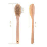 Beechwood Bath and Shower Body Brush with Nature Boar Bristles, Long Hand Wooden Dry Bath Body Back Brush, Perfect Spa Gift